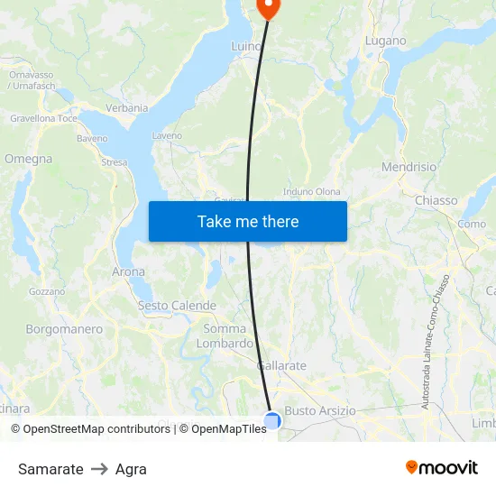 Samarate to Agra map