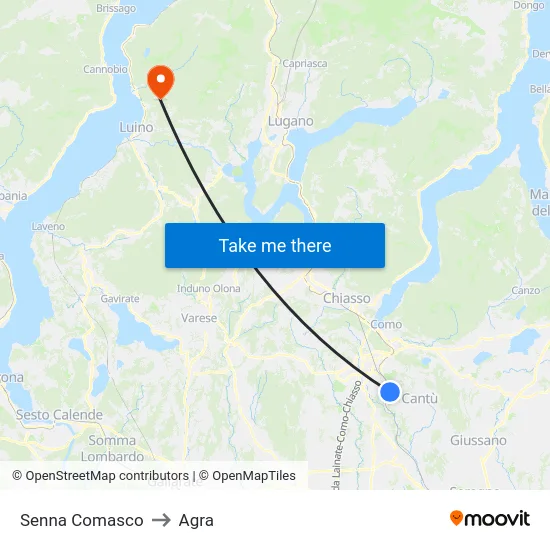 Senna Comasco to Agra map