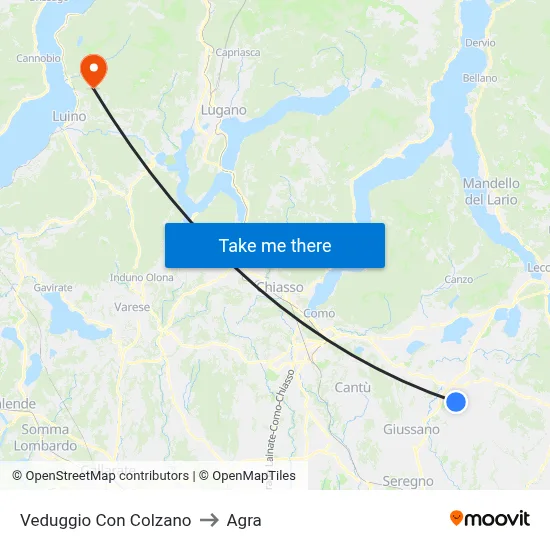 Veduggio Con Colzano to Agra map