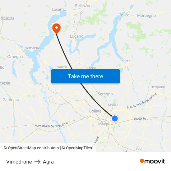 Vimodrone to Agra map