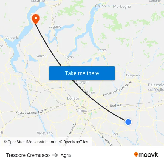 Trescore Cremasco to Agra map