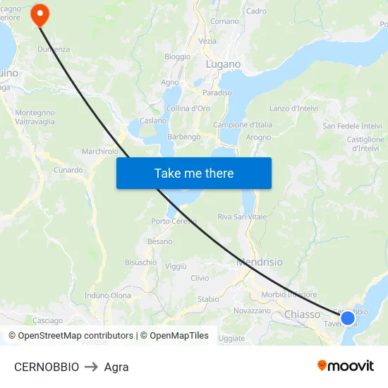 Cernobbio to Agra map