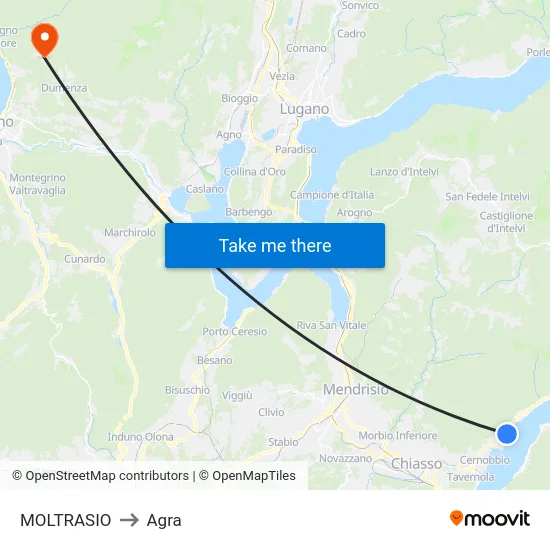 Moltrasio to Agra map