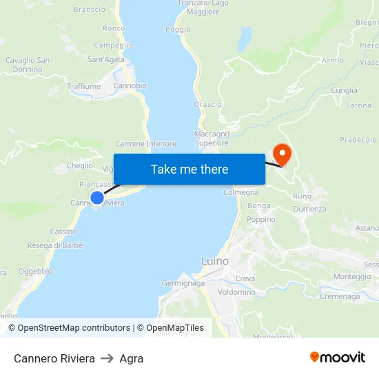 Cannero Riviera to Agra map
