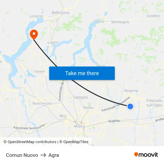 Comun Nuovo to Agra map