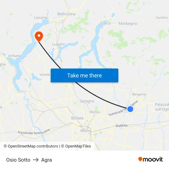 Osio Sotto to Agra map
