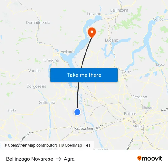 Bellinzago Novarese to Agra map