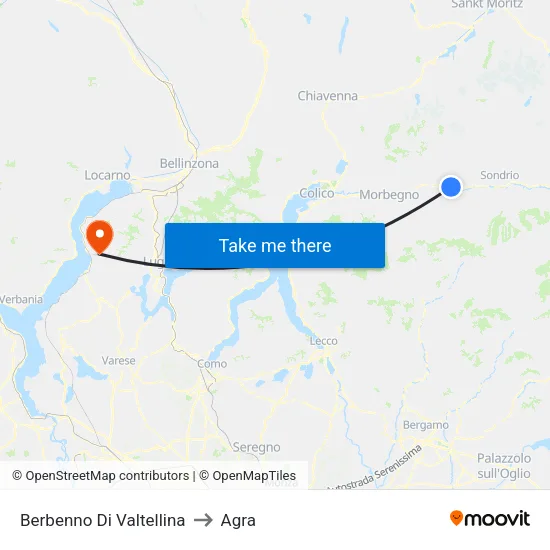 Berbenno Di Valtellina to Agra map