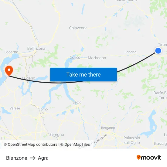 Bianzone to Agra map