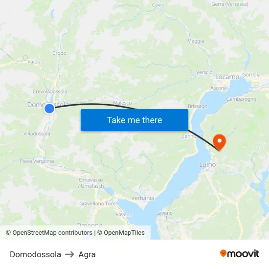 Domodossola to Agra map