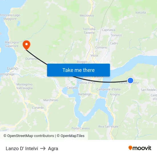 Lanzo d'Intelvi to Agra map
