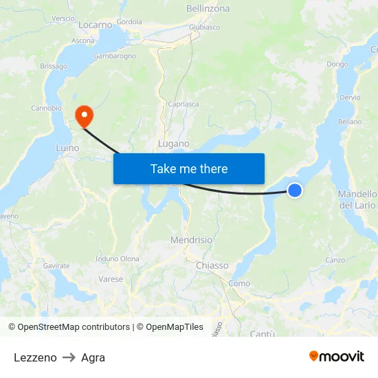Lezzeno to Agra map