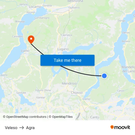 Veleso to Agra map