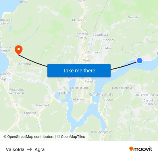 Valsolda to Agra map