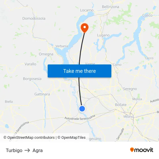 Turbigo to Agra map