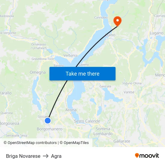 Briga Novarese to Agra map