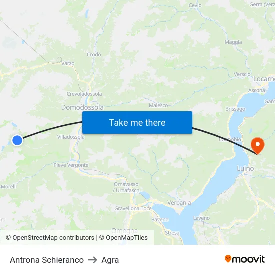 Antrona Schieranco to Agra map