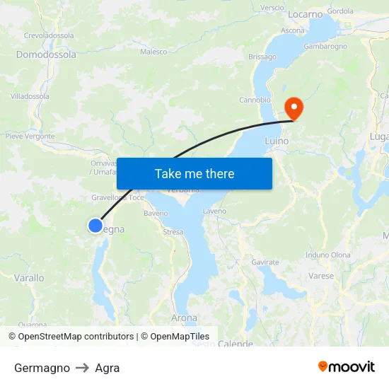 Germagno to Agra map