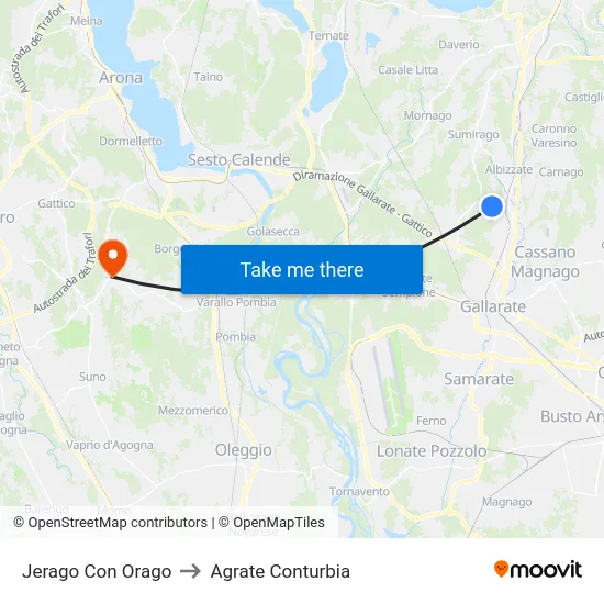 Jerago Con Orago to Agrate Conturbia map