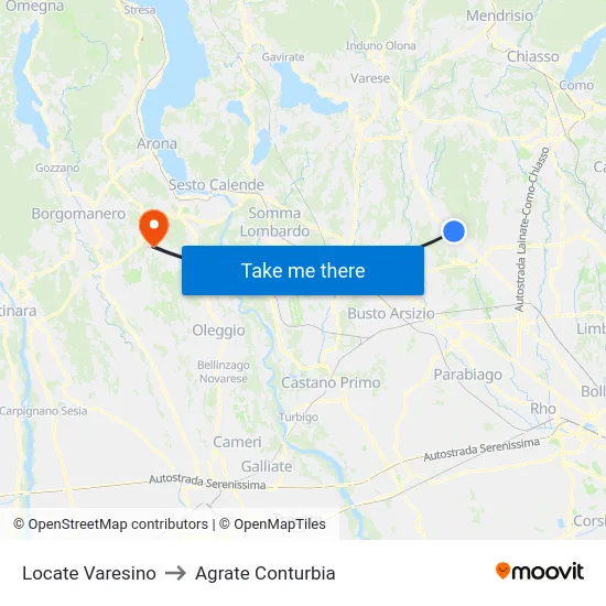 Locate Varesino to Agrate Conturbia map