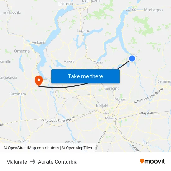Malgrate to Agrate Conturbia map