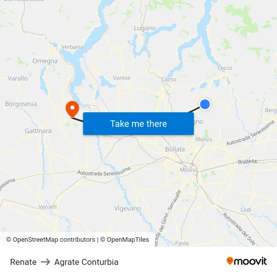 Renate to Agrate Conturbia map