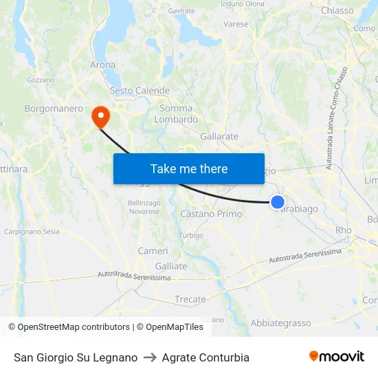 San Giorgio Su Legnano to Agrate Conturbia map