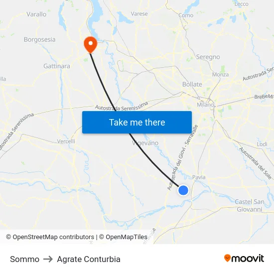 Sommo to Agrate Conturbia map