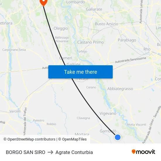 BORGO SAN SIRO to Agrate Conturbia map