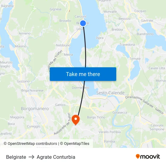 Belgirate to Agrate Conturbia map