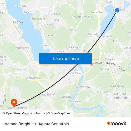 Varano Borghi to Agrate Conturbia map