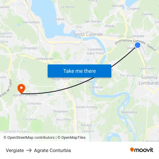 Vergiate to Agrate Conturbia map