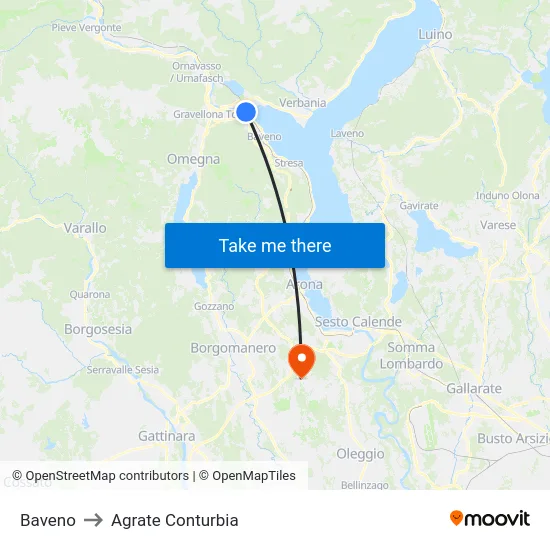 Baveno to Agrate Conturbia map