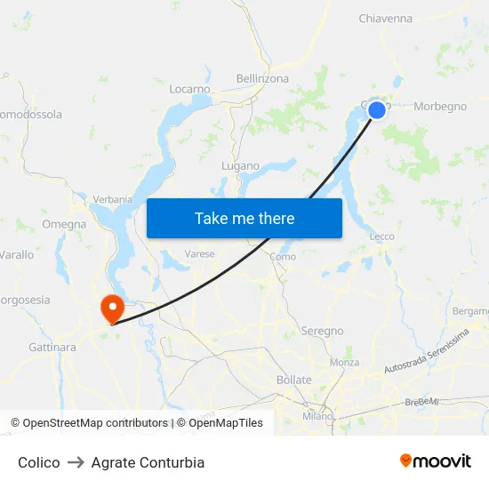 Colico to Agrate Conturbia map