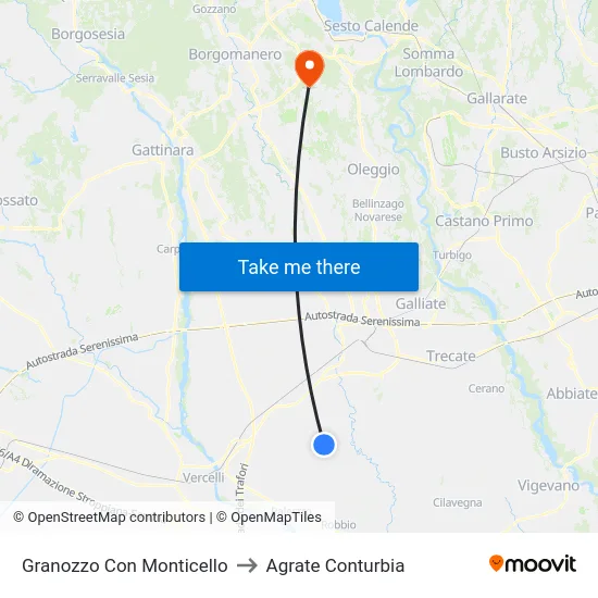 Granozzo Con Monticello to Agrate Conturbia map