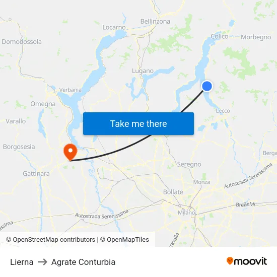 Lierna to Agrate Conturbia map