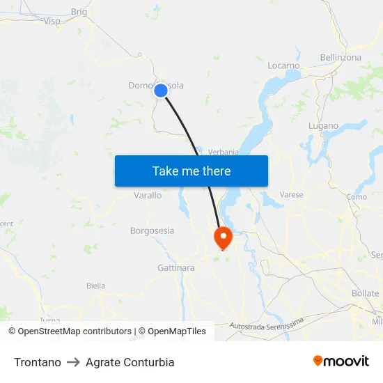 Trontano to Agrate Conturbia map