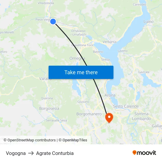 Vogogna to Agrate Conturbia map