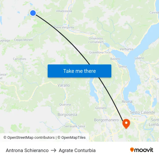 Antrona Schieranco to Agrate Conturbia map