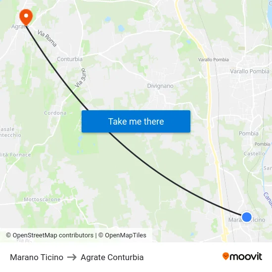 Marano Ticino to Agrate Conturbia map