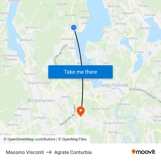 Massino Visconti to Agrate Conturbia map