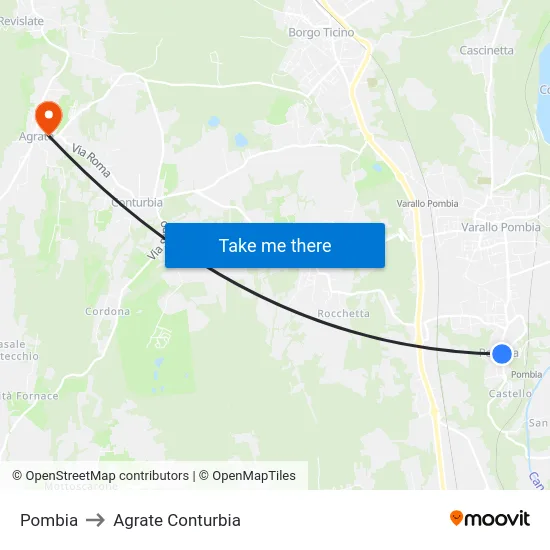 Pombia to Agrate Conturbia map