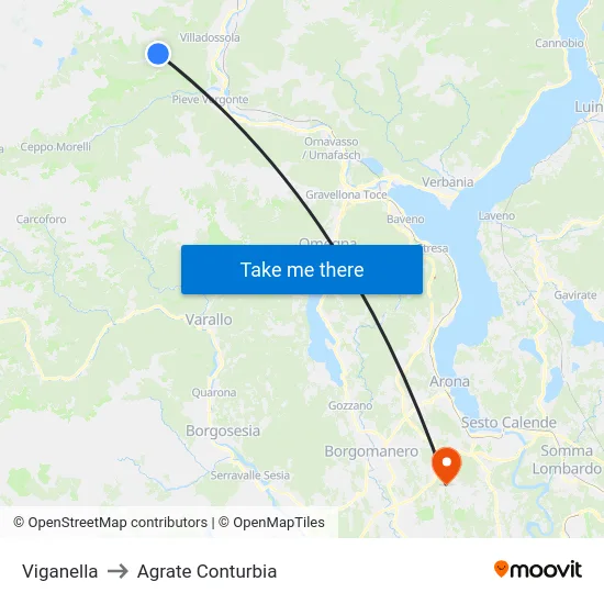 Viganella to Agrate Conturbia map