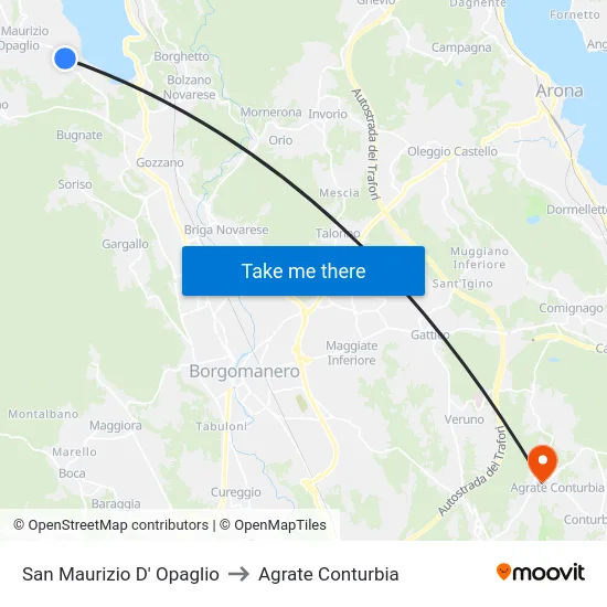 San Maurizio D' Opaglio to Agrate Conturbia map