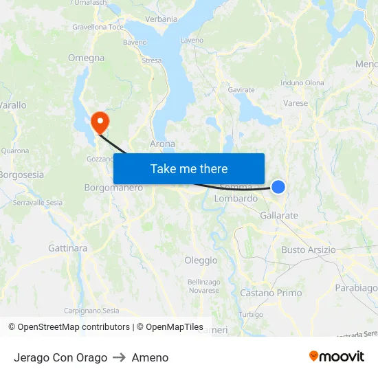 Jerago con Orago to Ameno map