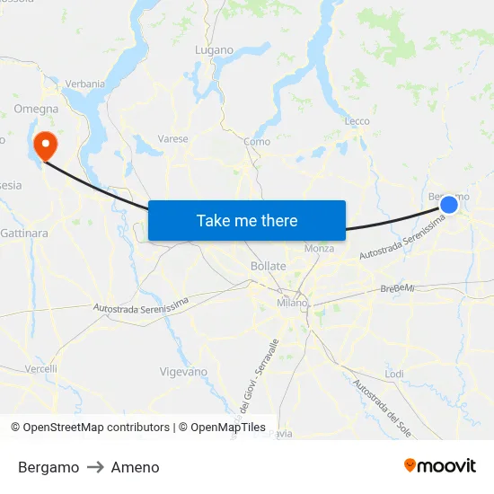 Bergamo to Ameno map