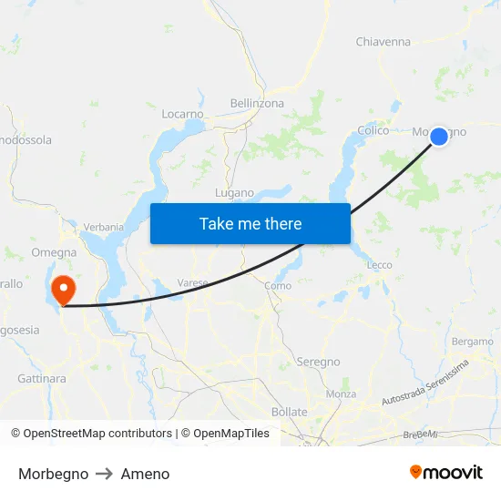 Morbegno to Ameno map