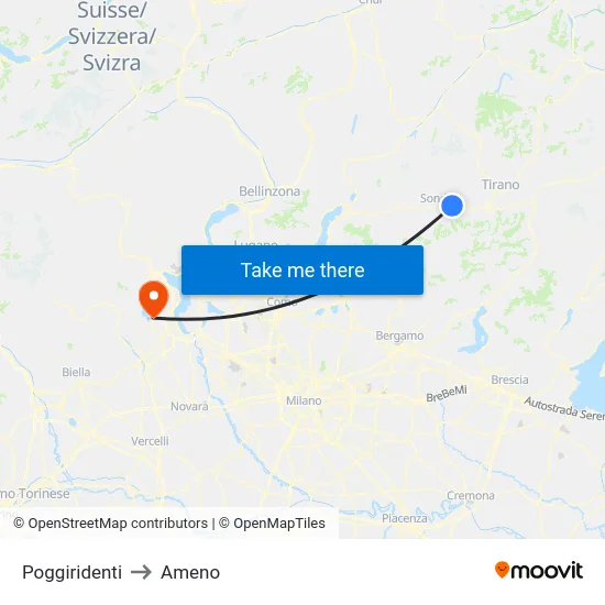 Poggiridenti to Ameno map