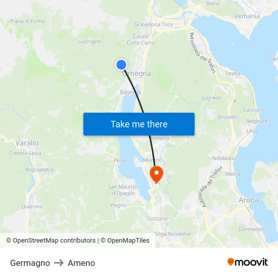 Germagno to Ameno map