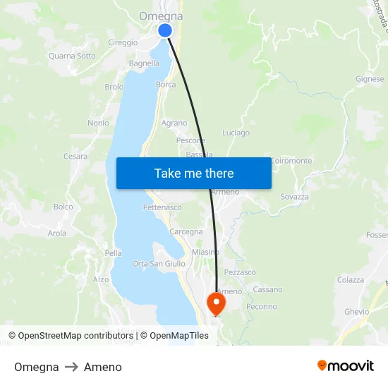 Omegna to Ameno map